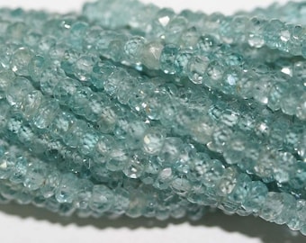 3.5mm Aquamarine Rondelle Beads: 10 Strand Faceted Gemstone