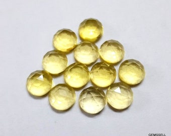 5 AAA Lemon Gemstone Cabochons: 8mm Round Rose Cut