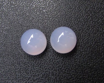 2 piece Pair 8mm Or 12mm Blue Chalcedony Cabochon Round Gemstone, Natural Blue Chalcedony Round Cabochon Gemstone, Blue Chalcedony Cabochon