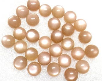 ピーチムーンストーンカボション10個：ラウンドルースジェムストーン（3 mm-12 mm）