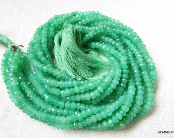 4mm Chrysoprase Rondelle Faceted Gemstone Beads, Chrysoprase Faceted Rondelles, rondelle beads, Chrysoprase Micro Faceted Rondelle