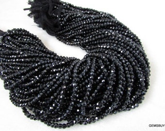 13" 3.5mm Black Spinel Rondelle Beads Faceted Gemstone, Black Spinel Faceted Beads Rondelle Faceted Gemstone, Black Spinel Rondelle Gemstone