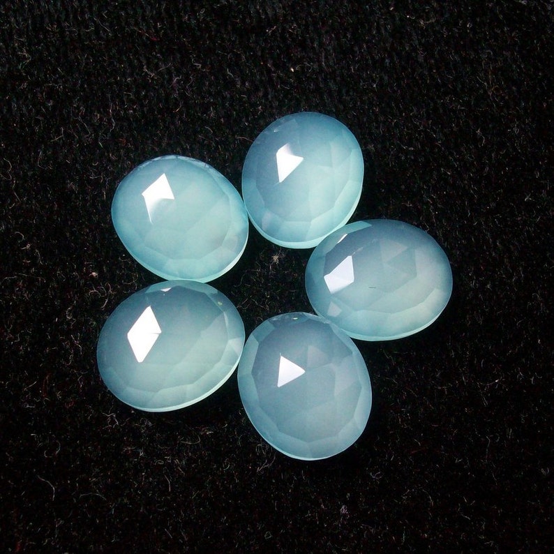 10x12mm AQUA CHALCEDONY Rosecut Oval Gemstone, Aqua Chalcedony Oval Rosecut, Rose cut Aqua Chalcedony Gemstone, chalcedony rosecut Faceted