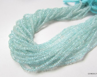 AAA Aquamarine Gemstone Beads: Faceted Roundel, Aqua (13.5 Inch)