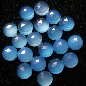 Gema de Calcedônia Azul: Lapidação Rosa Redonda de 8 mm, Qualidade AAA
