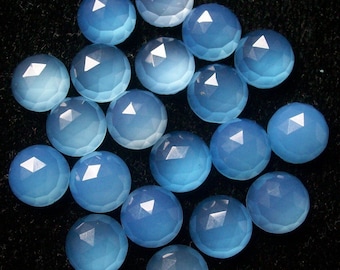 10 pieces 8mm Blue Chalcedony Rosecut Round Gemstone, Blue Chalcedony round rose cut Gemstone,AAA Quality gemstone, Blue Chalcedony Rose cut