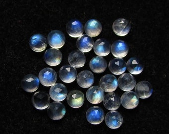 5 cabujones de piedra lunar arcoíris AAA de 4 mm de corte rosa redondo