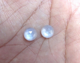 Natural White Moonstone Cabochon: 8mm Rosecut Gemstone Pair