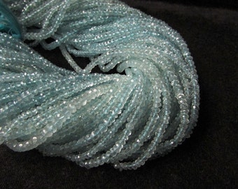 AAA Aquamarine Rondelle Beads: Faceted Gemstone Strand (3.5mm, 13.5")