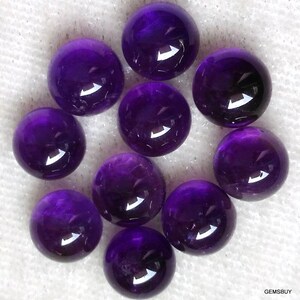 5 pieces 8mm Amethyst Cabochon Round Loose Gemstone, Amethyst Round cabochon Gemstone, Purple Amethyst Cabochon Round Loose Gemstone