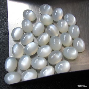10 pieces 6x8mm White Moonstone Cabochon Oval Loose Gemstone, White Moonstone Oval Cabochon Gemstone, Moonstone Cabochon Oval Gemstone