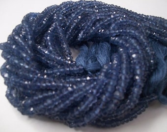 Iolite Rondelle Gemstone Beads: Faceted Deep Blue, 13" Strand