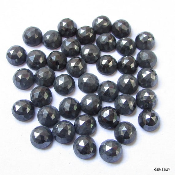 6mm Hematite Rose Cut Gemstone: AAA Quality, 10 Pieces