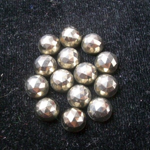 10 Cabochões de Pirita Dourada Rosecut: Pedras Preciosas Redondas de 6 mm