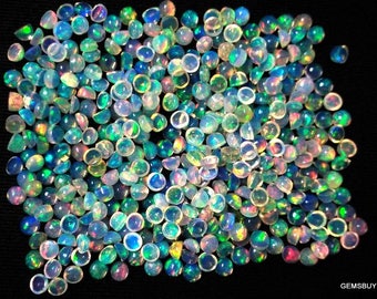 10 AAA Ethiopian Opal Cabochons: 4mm Round Multi-Fire Gemstones