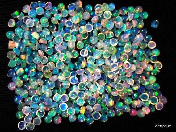10 AAA Ethiopian Opal Cabochons: 4mm Round Multi-Fire Gemstones
