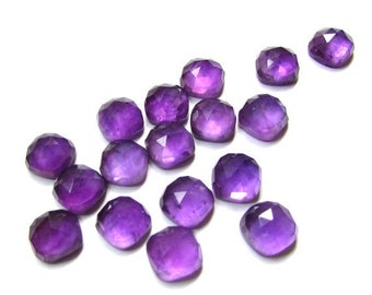 1 pieces 8mm Amethyst Rosecut Cushion Cabochon Gemstone,Amethyst Cushion Rose cut Cabochon Loose Gemstone, Amethyst Faceted Rosecut Gemstone