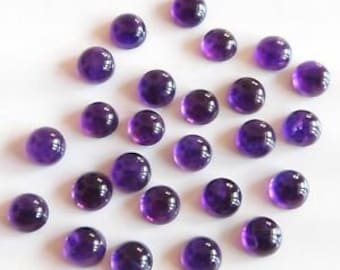 10 AAA Purple Amethyst Cabochons: 5mm Round Gemstones