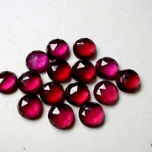 5 pieces 8mm Rhodolite Garnet Rosecut cabochon round Loose Gemstone, Pink Rhodolite Garnet Round Rose Cut Faceted Cabochon Loose Gemstone