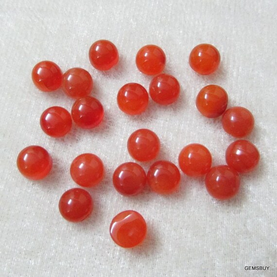 10 Orange Carnelian Cabochons: AAA Round Gemstones, 8mm