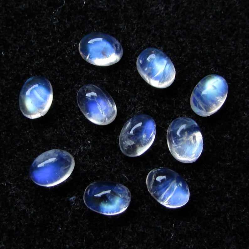 10 pieces 3x4mm Rainbow Moonstone Cabochon Oval Gemstone Etsy