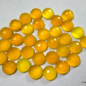 5 pieces 10mm Yellow chalcedony Rosecut Round Gemstone, Yellow chalcedony round rose cut gemstone, Yellow Chalcedony cabochon round faceted