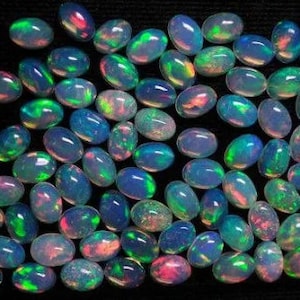 5 pieces 3x5mm To 8x10mm Ethiopian Opal Cabochon Oval Gemstone, 6x8mm Opal Oval Cabochon, Nice Quality Ethiopian Opal Cabochon Oval Gemstone
