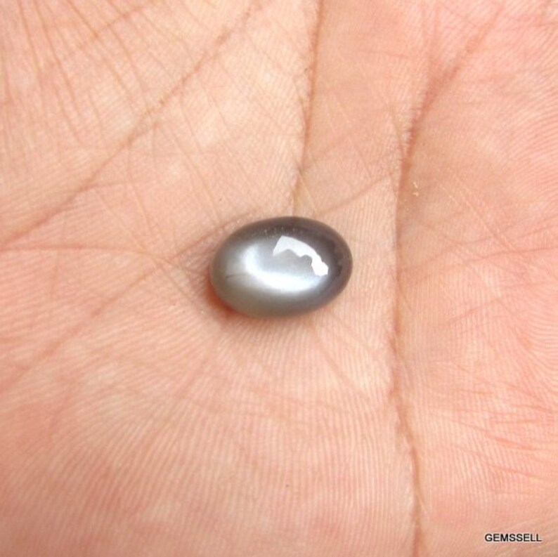 May include: A gray oval-shaped gemstone with a star-like pattern in the center.