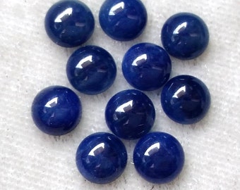 Natural Blue Sapphire Cabochon: AAA Quality, 6mm Round Gemstone