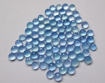 10-delige AAA blauwe chalcedoon roos geslepen edelstenen: ronde cabochons van 4 mm