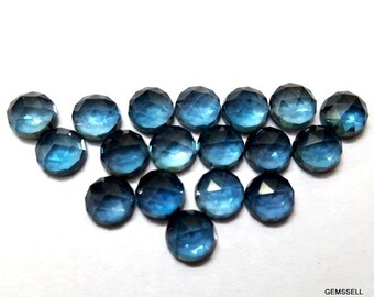 AAA London Blue Topaz Cabochon: 6mm Round Rose Cut Gemstone