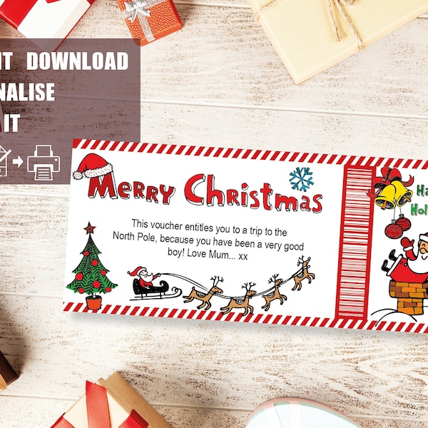 Print-at-home, Xmas, Christmas gift, Santa Voucher, Lapland voucher, Printable, Lapland reveal, Gift coupon, Instant download, Editable PDF