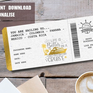 Stampa a casa, Carta d'imbarco, Viaggio a sorpresa, Biglietto crociera, Buono regalo barca, Biglietto falso, Buono regalo, Istantaneo, PDF modificabile, last minute