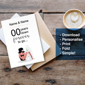 Carte photo personnalisée - Années ensemble - Carte d'anniversaire Gnome - Impression à la maison - Téléchargement PDF modifiable