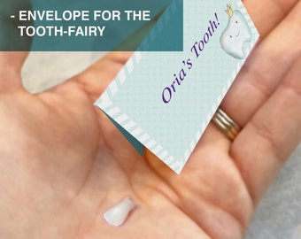 Print-at-home - personalised - Instant download - Envelope ready for your tooth for the tooth-fairy to collect - Editable PDF Download
