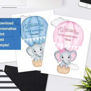 Personalisierte Karte - Neues Baby Jungen oder Mädchen Karte - Bearbeitbarer PDF Download - Print-at-home