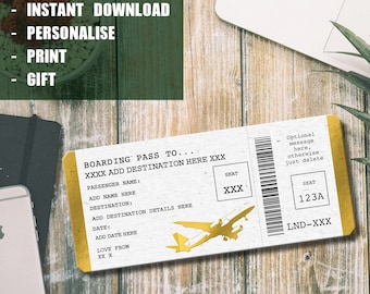 Instant, Print-at-home, Boarding Pass, Surprise Trip, Airline, Flight Gift Voucher, Fake Ticket, coupon, Instant download, Father's Day gift