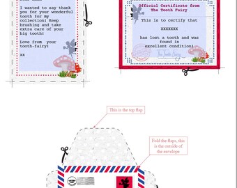 Fully editable - Print-at-home - Tooth-Fairy letter, certificate & envelope - Personalise in minutes - Editable PDF Instant Download