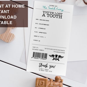 Imprimir en casa - Descarga instantánea Certificado del Hada de los Dientes - Descarga editable en PDF