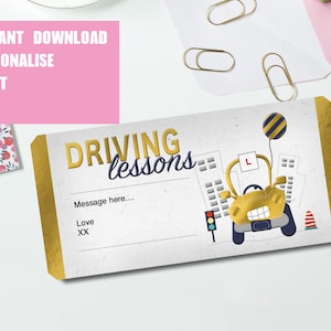 Print-at-home, Driving Lessons, Voucher Template, Editable voucher, 17th birthday gift, Learn to drive gift, Instant download, Editable PDF