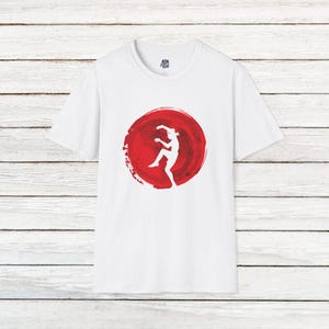 Watercolor Japanese Red Sun T-Shirt | Karate Kid Crane Kick Design | Miyagi-Do Inspired Martial Arts Tee