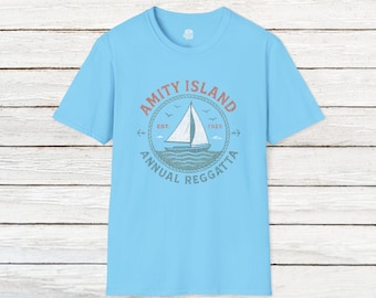 Amity Island Regatta T-Shirt: Jaws Inspired Vintage Nautical Tee