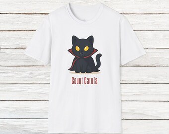 Count Catula Tee | Funny Vampire Cat Halloween Shirt | Dracula Parody Black Cat T-Shirt