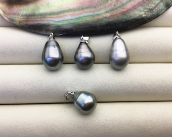 1pc 10-11mm Long Teardrop Tahitian Pearl Pendant, natural color sea pearl,pearl necklace - NC1-014