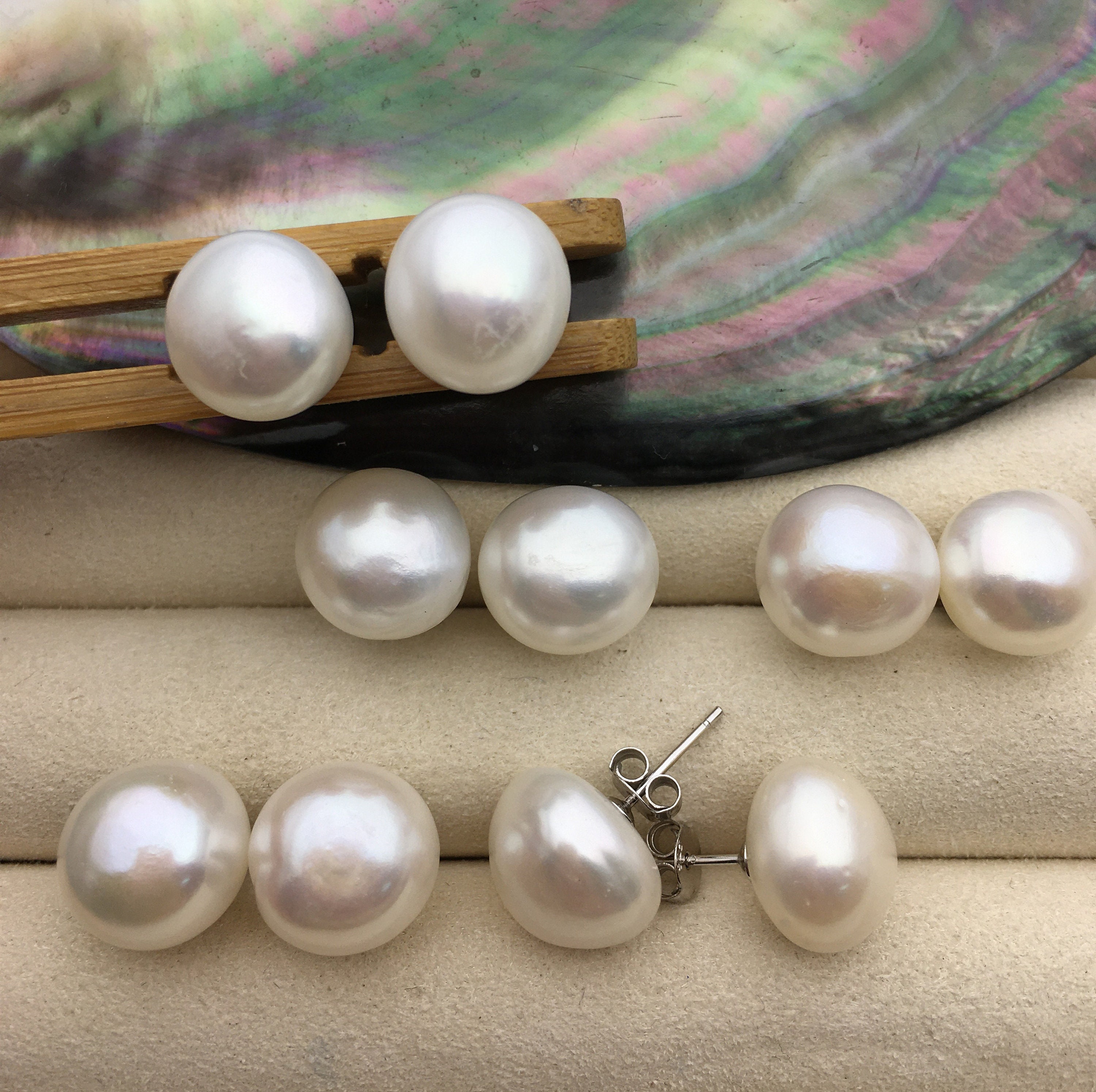 Natural Near Round Freshwater Cultured Pearls Beads for Jewelry Making DIY  (10.5mm/Big White Nuclear Edison Pearls)