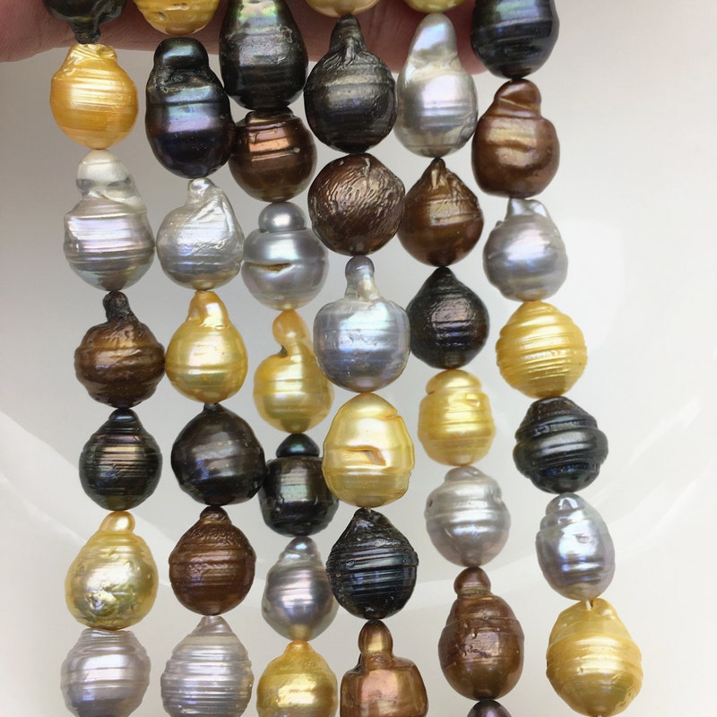 thumbnail image 2 of GEM-inside Real Nucleated Coin Freshwater Pearl Beads – 16mm – For Jewelry Making (Strand Of 15) 2 of 6