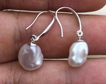 High Luster!AAA 10-11mm white Natural keshi Freshwater Pearl Dangle Earrings,Earrings for Women Girls,SE3-164
