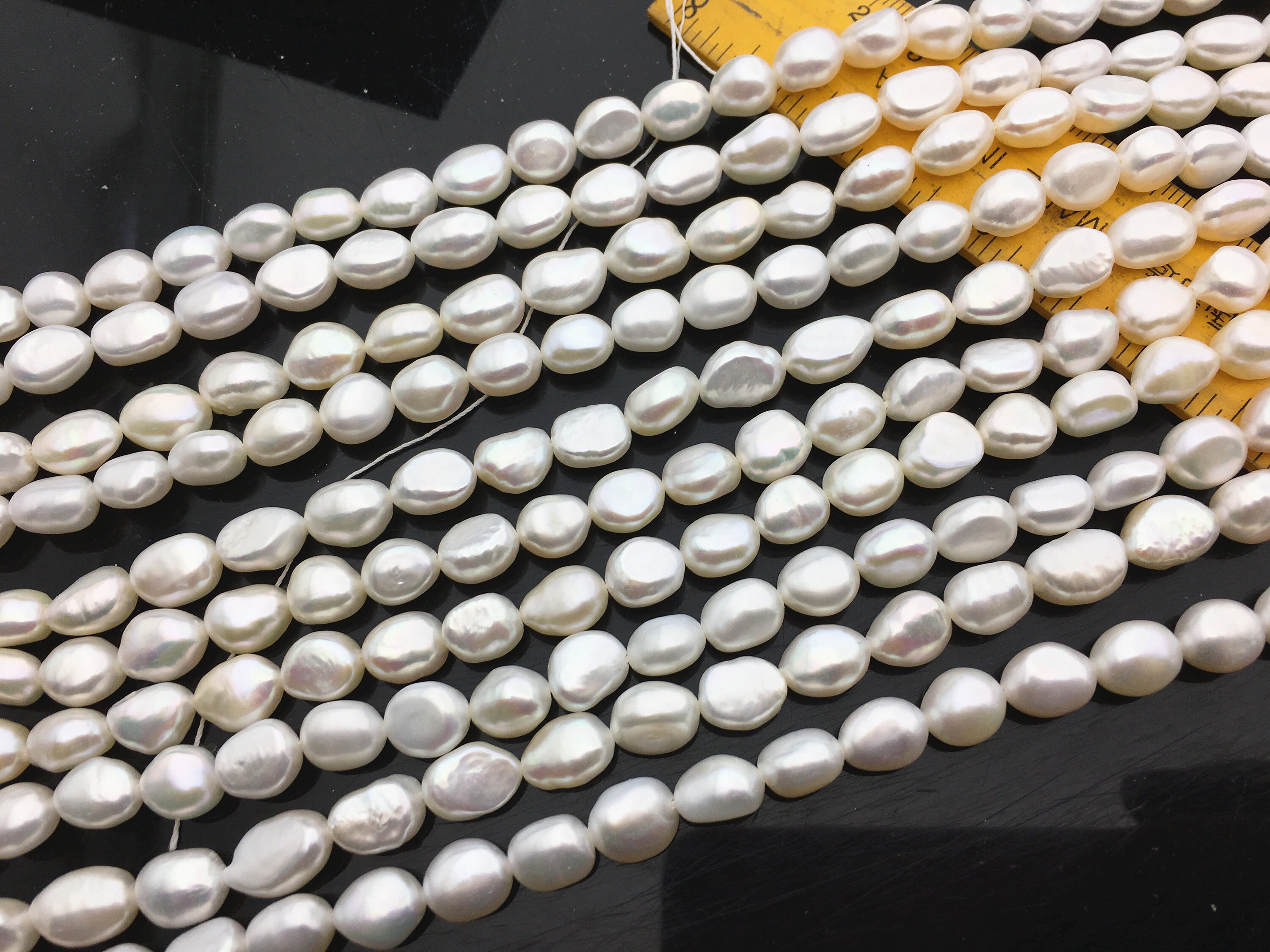 thumbnail image 2 of 4-11mm Nearly Round White Freshwater Pearl Strand – Loose Beads – 15" – Baroque Style 2 of 4