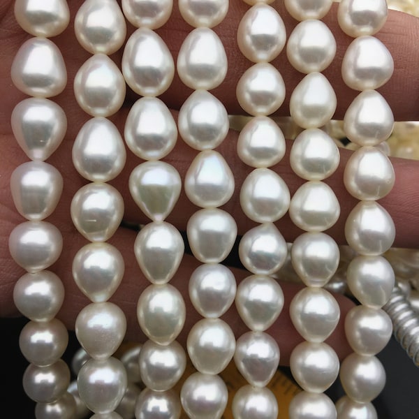 AAA 7.5-8.3mm*8.5-10mm white Short Teardrop freshwater pearls,oval loose pearl beads,diy pearl,genuine white freshwater pearl,LR8-3A-84