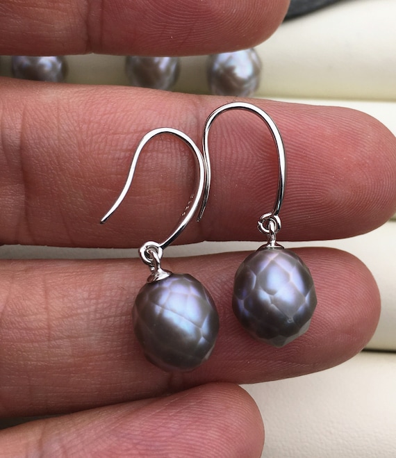 VINTAGE STERLING SILVER GREY PEARLS ( 3 ) 1.5” DANGLE pierced post EARRINGS  925 | eBay